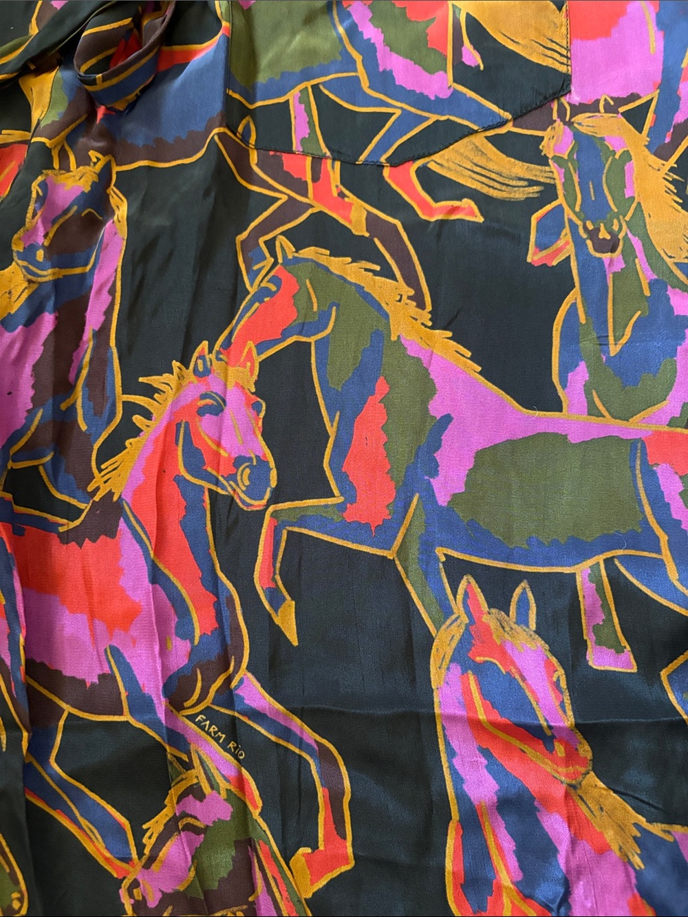 Farm Rio Wild Horses Belted Viscose Long Sleeve Jumpsuit Romper Sz XL - Picture 8 of 16